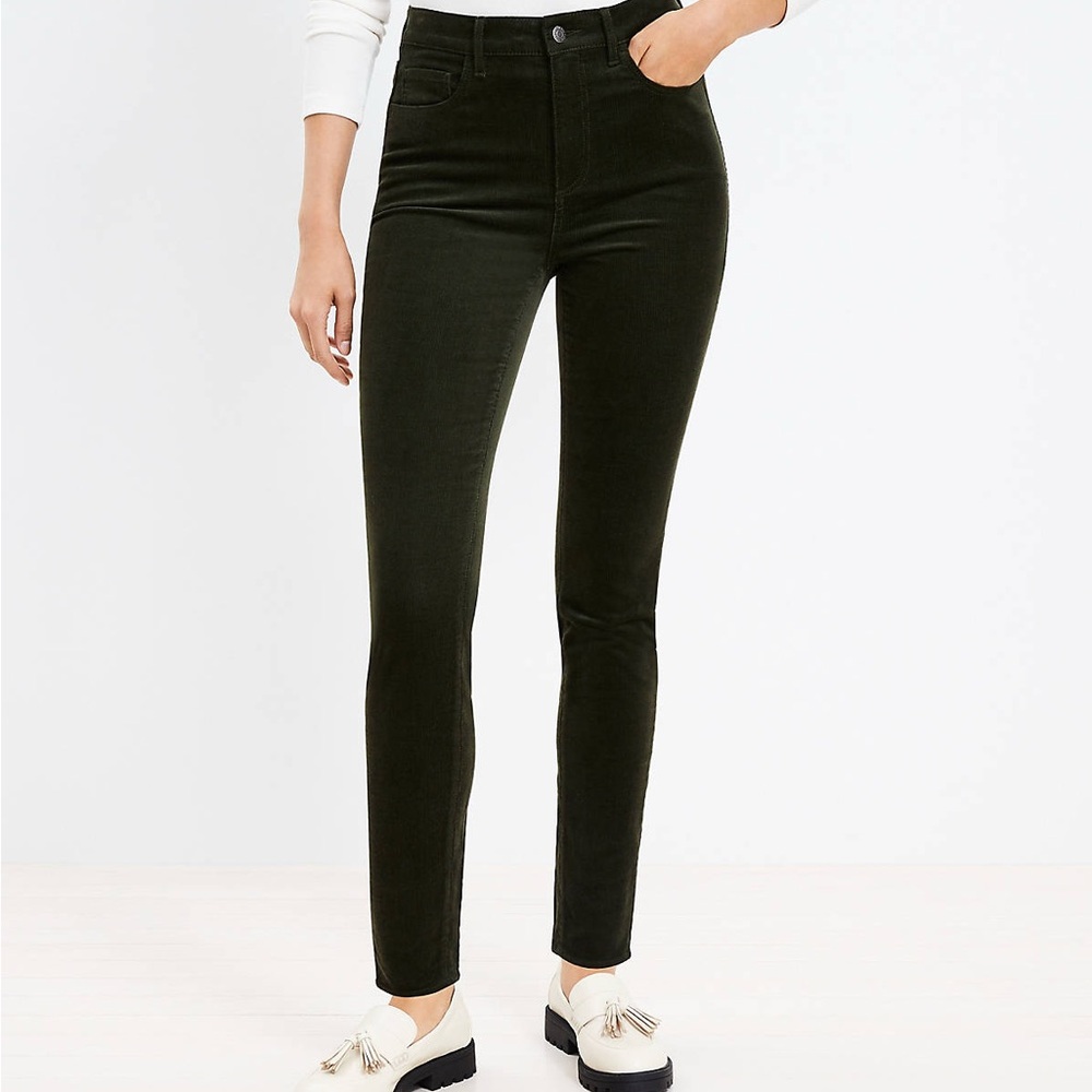 LOFT Dark Green Skinny Pants